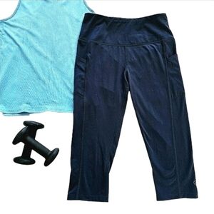 MPG Women's Activewear Leggings Size Medium Blue Crop Workout Pants Gym Yoga